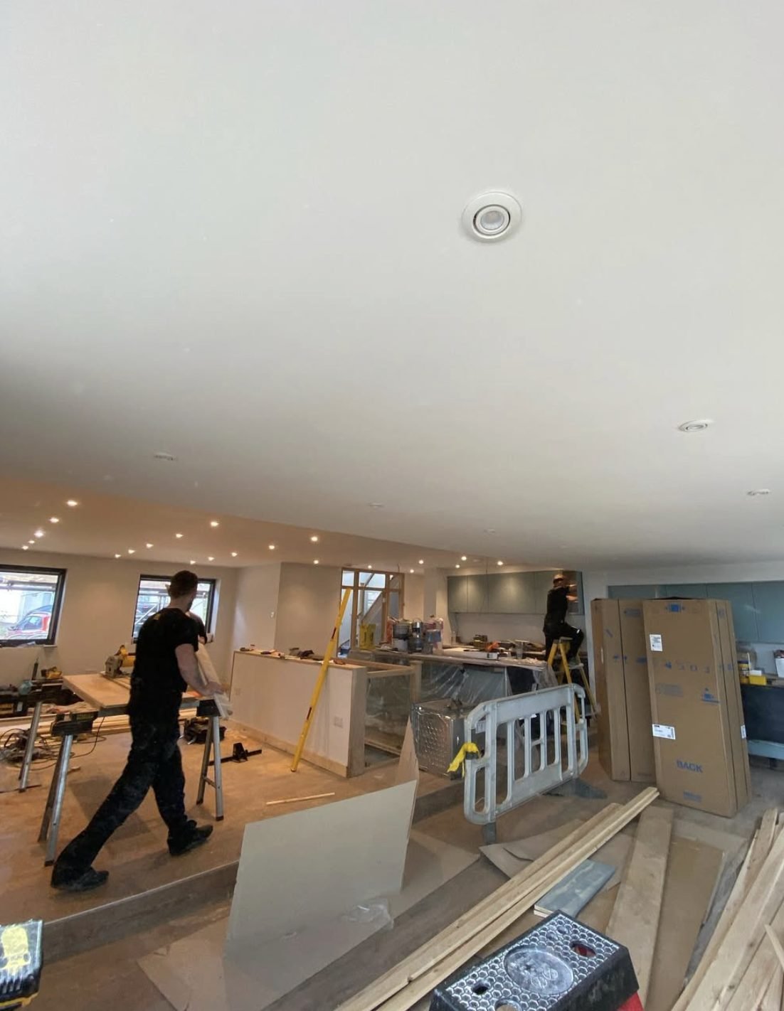 Downlight installation in an open plan Sunderland home