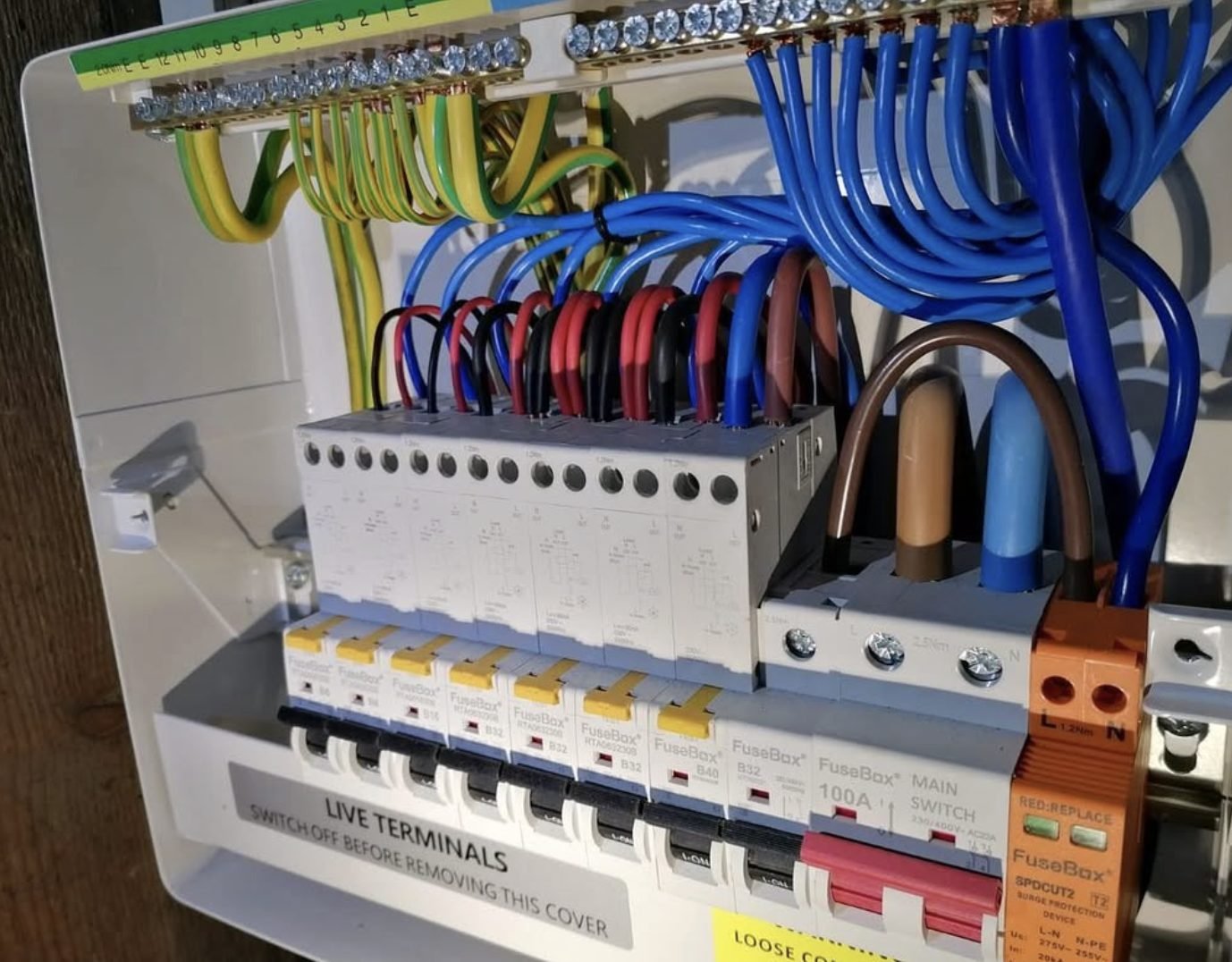 Emergency electrician working on a consumer unit in Sunderland