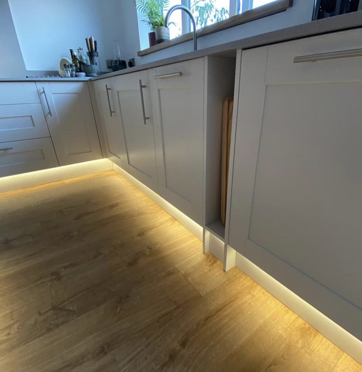 LED plinth strip lighting installed in a kitchen